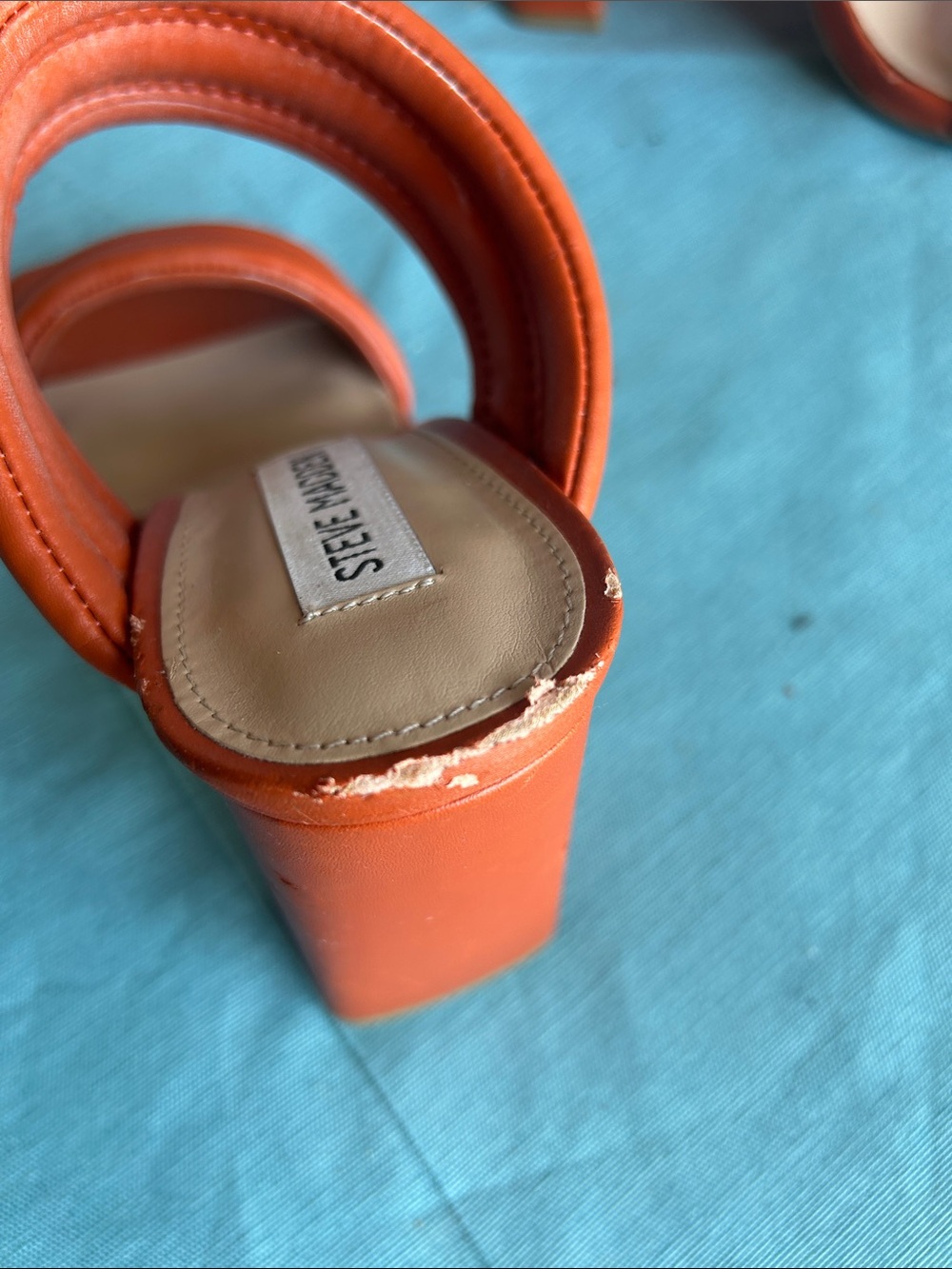 Steve Madden Orange Double Padded Strap Heeled Sandals - Picture 3 of 7